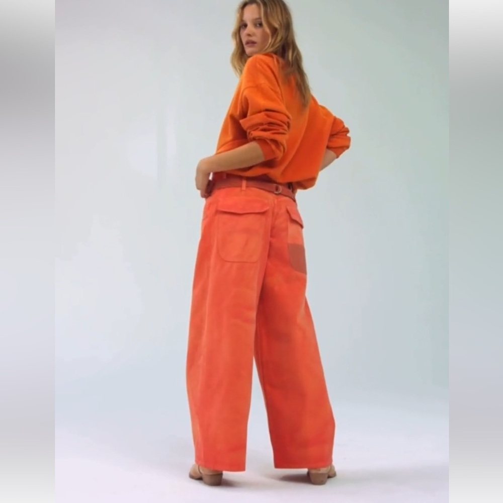 NWT FREE PEOPLE WE THE FREE Waterfalls Baggy Wide-Leg Jeans In Oklahoma Sun - Picture 2 of 9